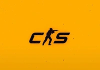 Minimalistyczne czarne logo w stylu e-sportowym z ostrym, futurystycznym letteringiem na żółtym tle.
